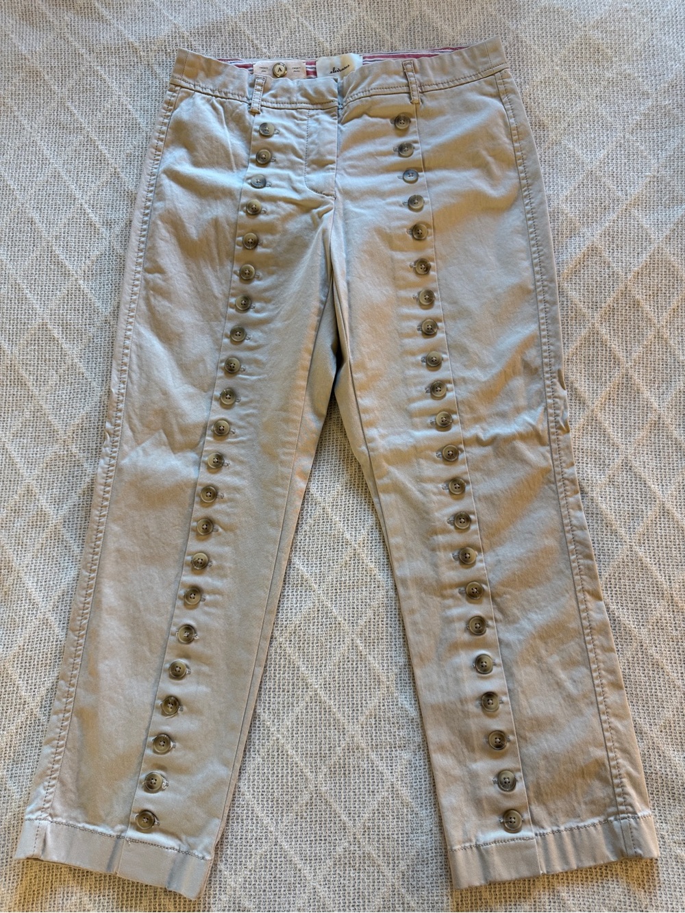 Anthropologie Elevenses Tan Button Front Sailor Chino Crop Pants
